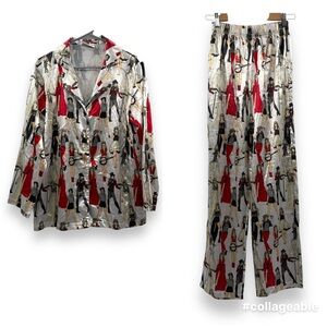 Taylor Swift RED (Taylor's Version) Eras Tour Graphic Satiny‎ Pajamas Set Sz XS